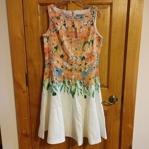 danny and nicole ivory/coral floral dress NWT